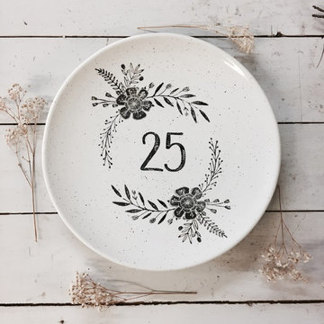 Hand Painted 25th Anniversary Serving Platter