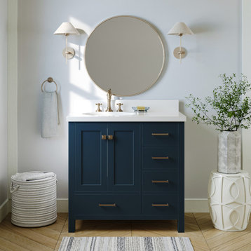 ARIEL Cambridge 36" Left Offset Single Sink Bathroom Vanity Base Midnight Blue