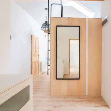 Black-framed entry mirror
