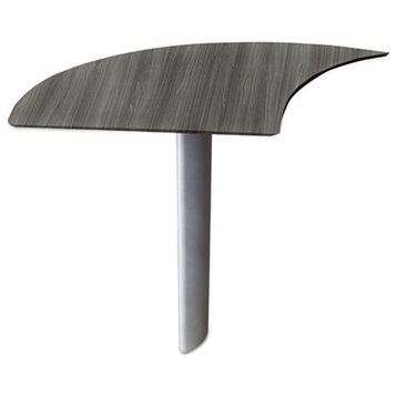 Medina Series Curved Desk Extension, Left-Hand, 47"x24"x29-1/2", Gray Steel
