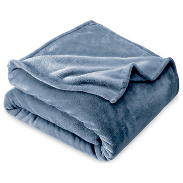 Bare Home Microplush Fleece Blanket, Coronet Blue, Throw/Travel