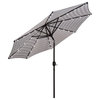 WestinTrends 9Ft Outdoor Patio Solar Powered LED Light Market Table Umbrella, Gray/White