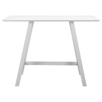 Benzara BM287784 Bar Table, Classic White Aluminum Frame, Rectanglular Top