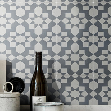 8"x8" Affos Handmade Cement Tile, Gray/White, Set of 12