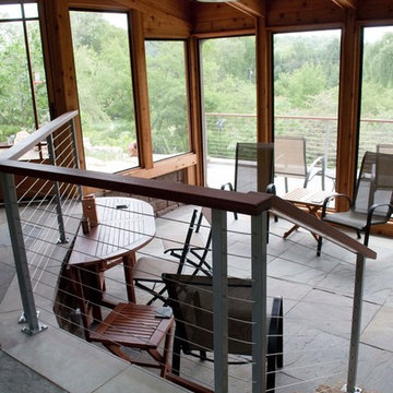 Private House Deck & screened porch in Blue Mounds, WI with cable railing