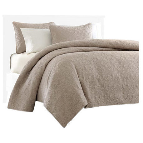 Madison Park Microfiber Coverlet Mini Set, Khaki