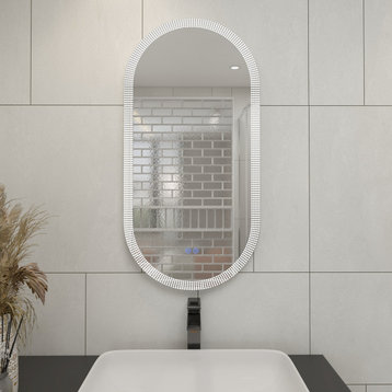 BNK Frameless Anti-Fog LED Wall Bathroom Mirror, 18"x35", Oval Mirror