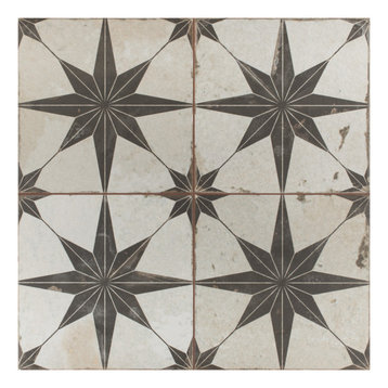 SomerTile Kings Star Ceramic Floor and Wall Tile, Nero