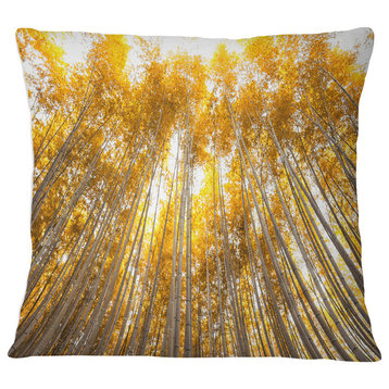 Autumn Bamboo Grove in Yellow Oversized Forest Throw Pillow, 16"x16"