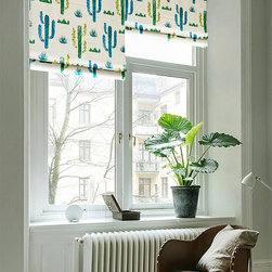 Quick Fix Washable Roman Window Shades Flat Fold , Desert Art - Roman Shades