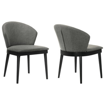 Armen Living Juno 19" Wood Dining Side Chairs in Charcoal/Black (Set of 2)