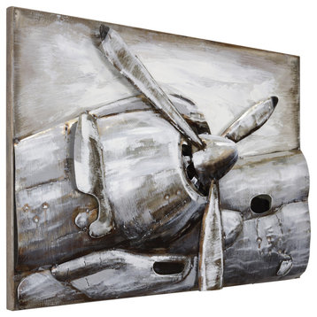"Retro Airplane Propeller" Mixed Media Iron Hand Painted Dimensional Wall Art