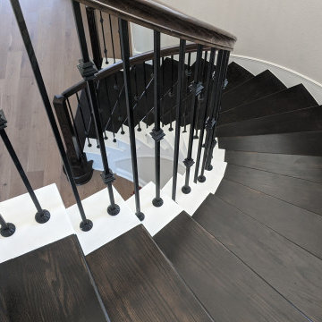 Curved Stairs With Wood And Tile