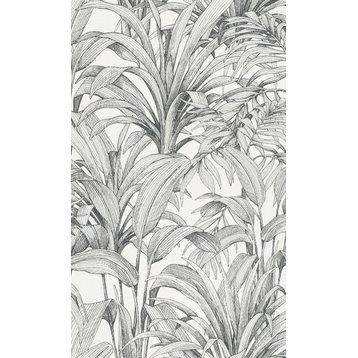 Jungle Leaves Tropical Wallpaper, Whites, Double Roll