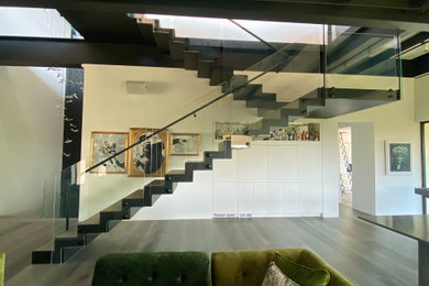 Example of a trendy living room design in Austin