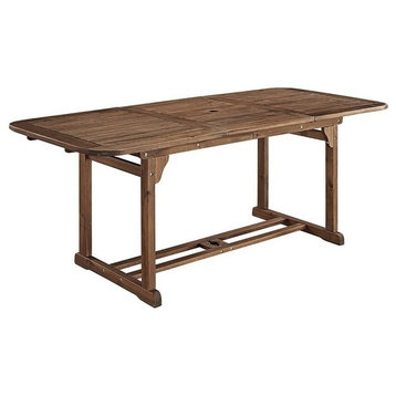Pemberly Row Acacia Wood Patio Dining Table in Dark Brown