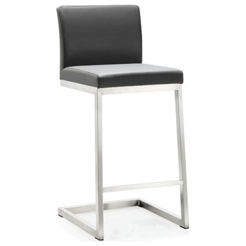 TOV Furniture Parma Grey Stainless Steel Counter Stool - Set of 2