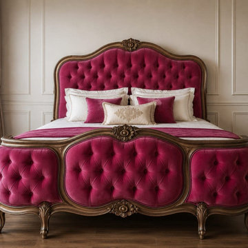 Luxury Solid Teak Wood Tufted Bed | Traditional Bedroom Furniture