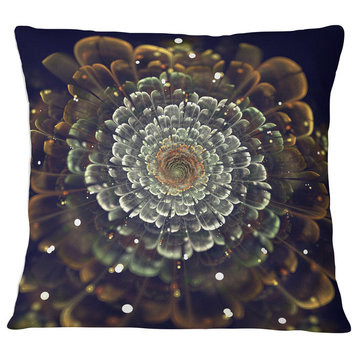 Perfect Fractal Flower in Orange and Silver Floral Throw Pillow, 18"x18"