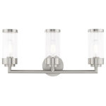 Livex Lighting - Livex Lighting 10363-91 Hillcrest - Three Light Bath Vanity - The three light bath vanity from the Hillcrest colHillcrest Three Ligh Brushed Nickel Clear *UL Approved: YES Energy Star Qualified: n/a ADA Certified: n/a  *Number of Lights: Lamp: 3-*Wattage:100w Medium Base bulb(s) *Bulb Included:No *Bulb Type:Medium Base *Finish Type:Brushed Nickel
