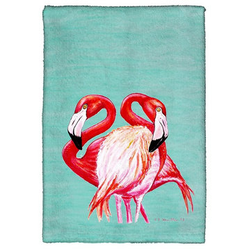 Betsy Drake Two Flamingos - Aqua Kitchen Towel