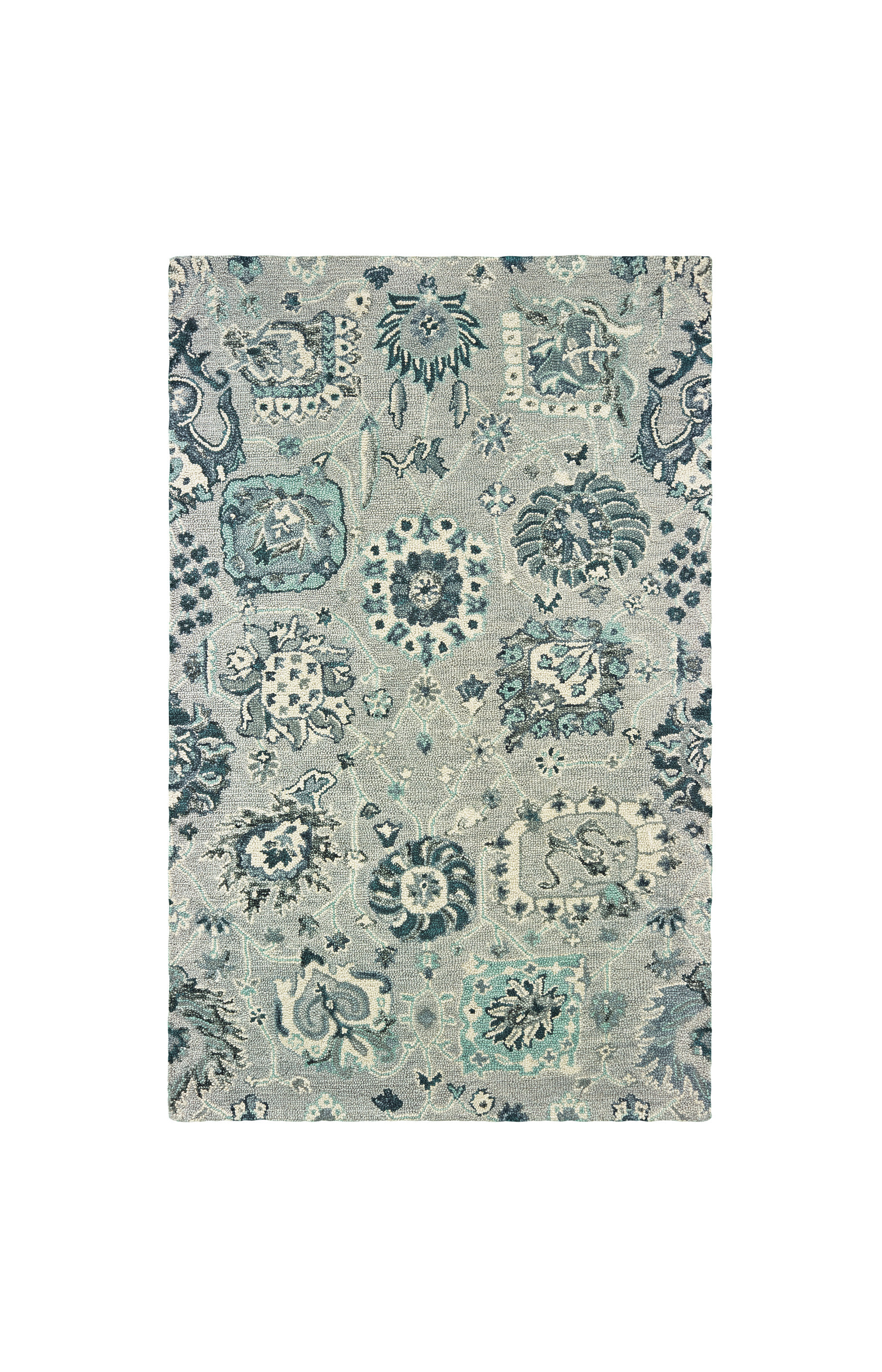 Zahra 75508 Gray/Blue Rug, Rectangle 5'x8' - Mediterranean - Area Rugs ...