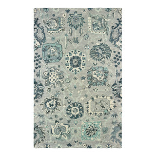 Zahra 75508 Gray/Blue Rug, Rectangle 5'x8' - Mediterranean - Area Rugs ...