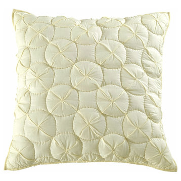 Dream Waltz Luxury Pure Cotton Quilted Pillow Sham, Ivory, Euro