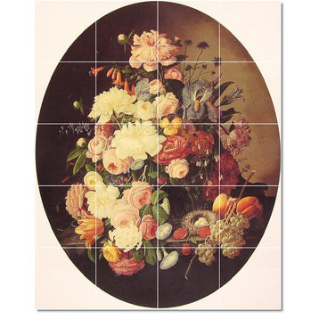 Severin Roesen Flowers Painting Ceramic Tile Mural #265, 32"x40"