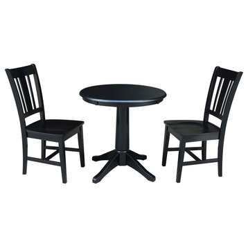 30" Round Top Pedestal Table - With 2 San Remo Chairs, Black