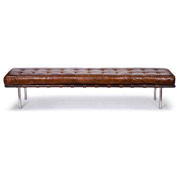 Tufted Gallery Bench, Cigar