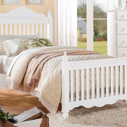 2019TW-1 EMMALINE 4PCS COUNTRY WHITE WOOD GIRLS TWIN BEDROOM SET BED - Kids Beds