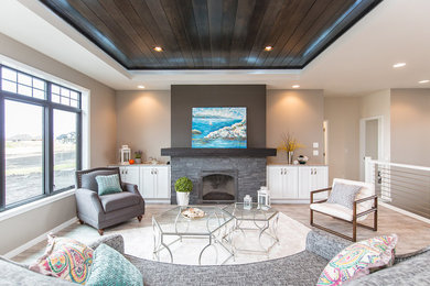 Example of an arts and crafts living room design in Other