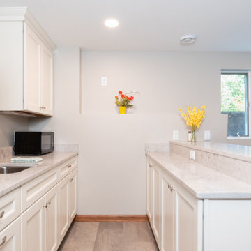 Basement remodel with hidden reading nook