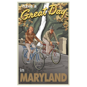 Paul A. Lanquist Maryland Couple Gorge Bikers Art Print, 30"x45"