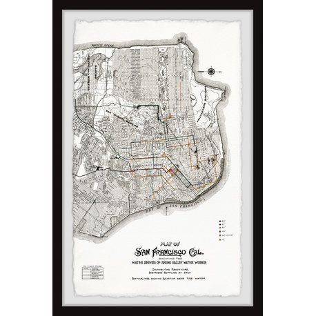 "Vintage City of San Francisco Map" Framed Painting Print, 12x18