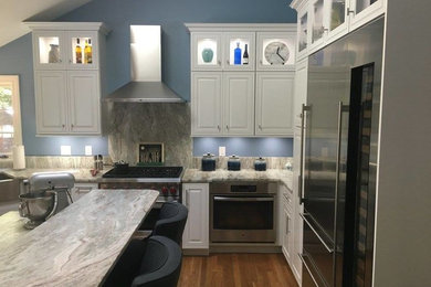 Example of a transitional kitchen design in Boston
