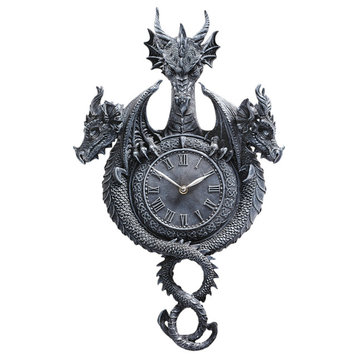 Past, Present, Future Sculptural Dragon Wall Clock