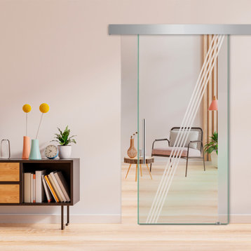 Sliding Glass Door With Designs ALU100, 34"x81"