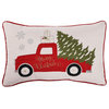 Indoor Red Christmas Truck Lumbar Pillow Rectangular Throw Pillow