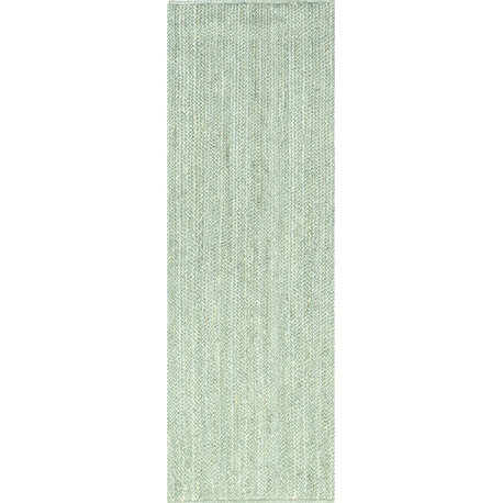 Nuloom Rigo Hand Woven Farmhouse Jute Rug, Green 2' 6" x 6'