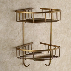 Antique Elegant Double Shelves Brass Material Bathroom Shelf AB6050 - Bathroom Accessories