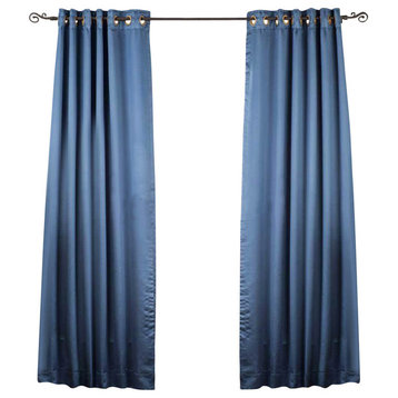 Lined-Blue Ring / Grommet Top 90% blackout Curtain / Drape  -50W x 96L-Piece