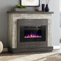30" Insert & Wall Mounted Recessed Electric Fireplace Heater - Indoor Fireplaces