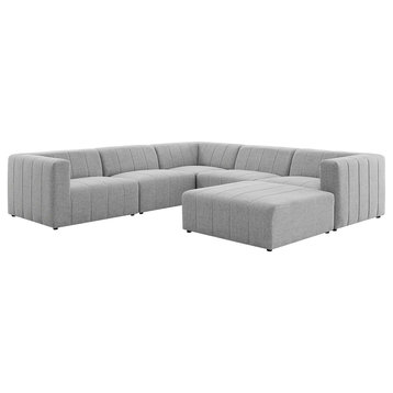 Bartlett Upholstered Fabric 6-Piece Sectional Sofa, Light Gray