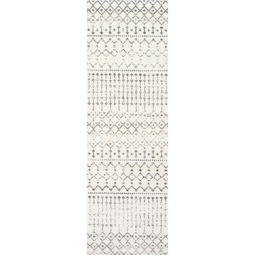 Moroccan Blythe Contemporary Area Rug, Gray, 2'8"x20'