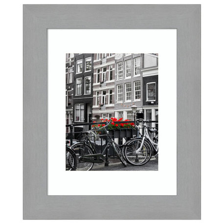 Amanti Art Brushed Nickel Photo Frame Opening Size 11x14 Matted To 8x10