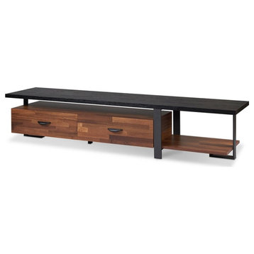 Bowery Hill Modern Wood TV Stand for TVs up to 67" in Walnut/Black