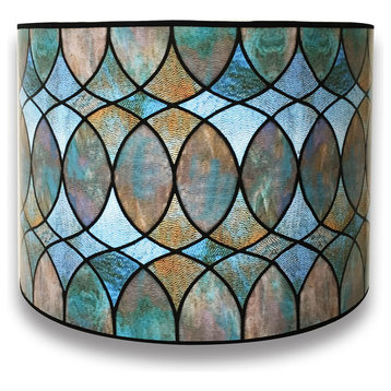 Decorative Handmade Lamp Shade, Cool Hues Watercolor Design, 10"x10"x8