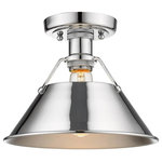 Golden Lighting - Golden Lighting 3306-FM CH-CH Orwell - 1 Light Flush Mount - Orwell is an extensive assortment of industrial style fixtures. The beauty and character of the collection are in the refined details. This transitional series works well in a variety of settings. Partial shades shield the eyes from possible hot spots, while the open tops tease onlookers with a view of the sockets and bulbs. The design allows light and heat to escape from above and below the metal shades, providing both task and ambient lighting. Edison bulbs are recommended to compete the vintage, industrial look of the fixtures. A choice-selection of finish and shade color combinations heighten the appeal of the series. Opal glass shades are available for bath fixtures. Single pendants are suspended from woven fabric cords while multi-light fixtures are rod-hung.  Assembly Required: TRUE
